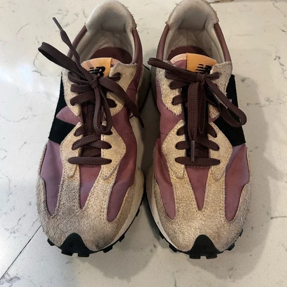 New Balance Pink Black Tan Suede Runner Sneakers - Picture 2 of 4